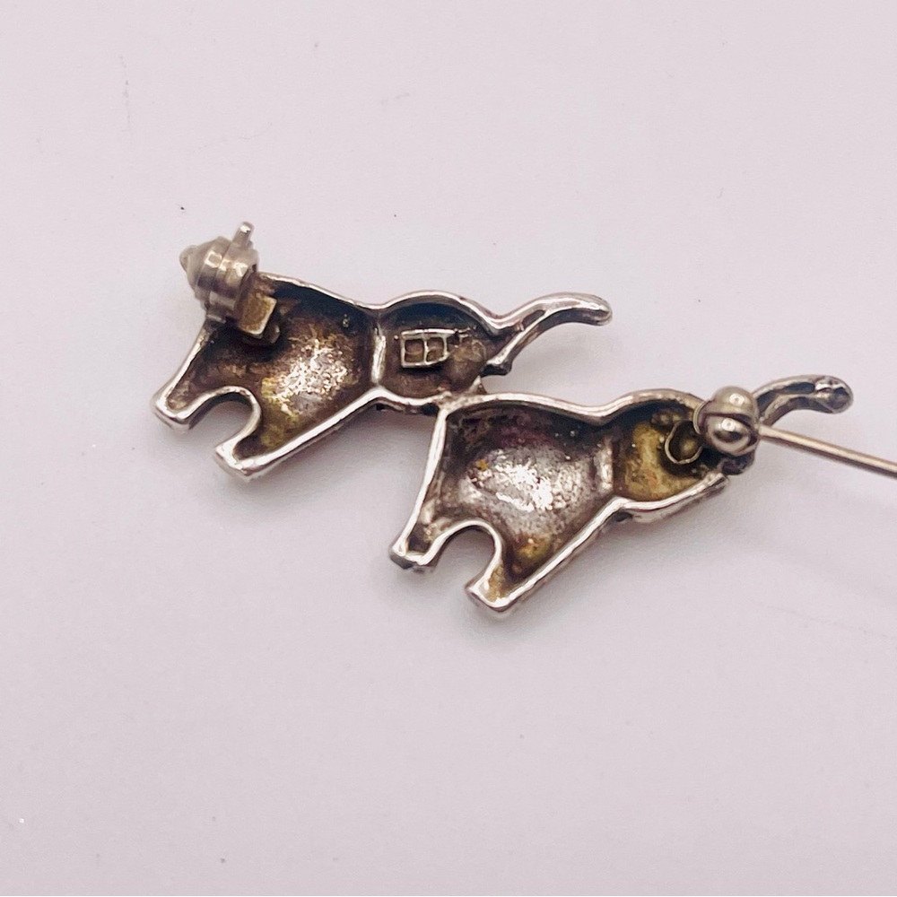 RELISTED Sterling Silver Two Elephants With Good Luck Trunks Up - Picture 10 of 12